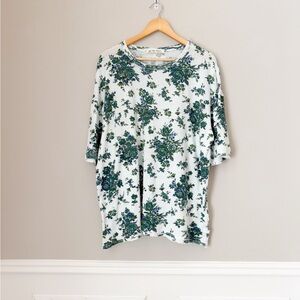 We the free green white floral top XS oversized